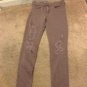 American Eagle Taupe ripped skinny jeggings